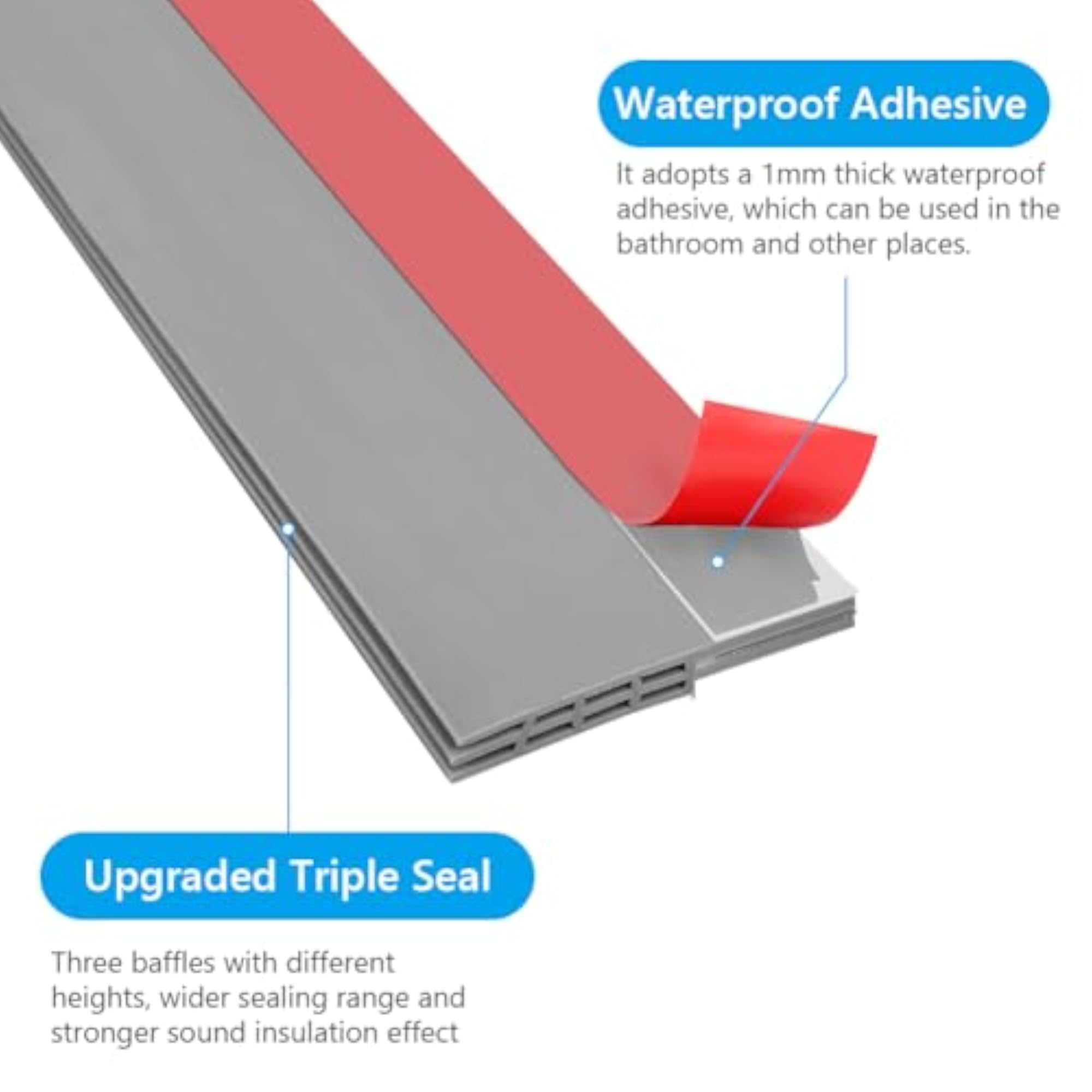 Door Draft Stopper Under Door Seal 39"L Cuttable Soundproof